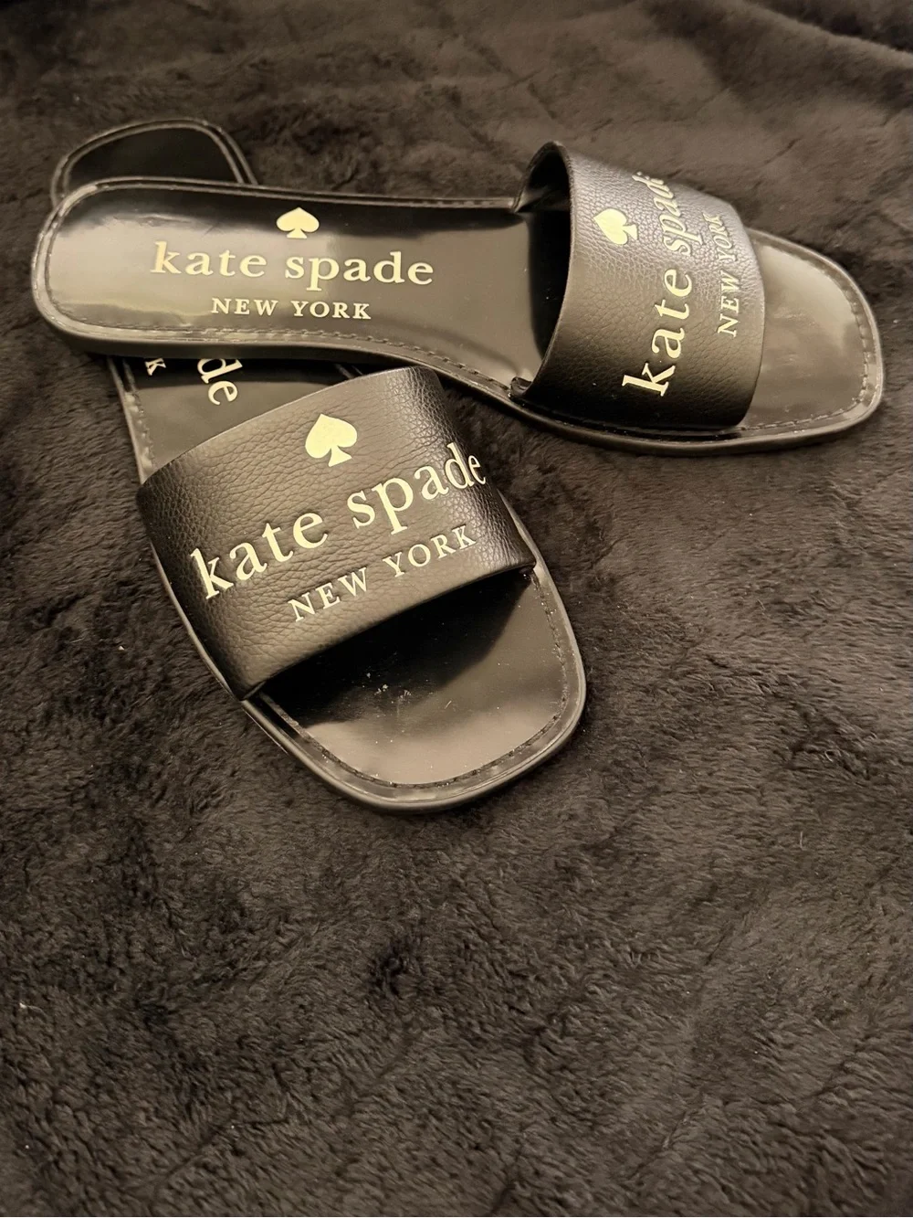 Kate Spade New York Black Logo Slide Sandals - Picture 1 of 5